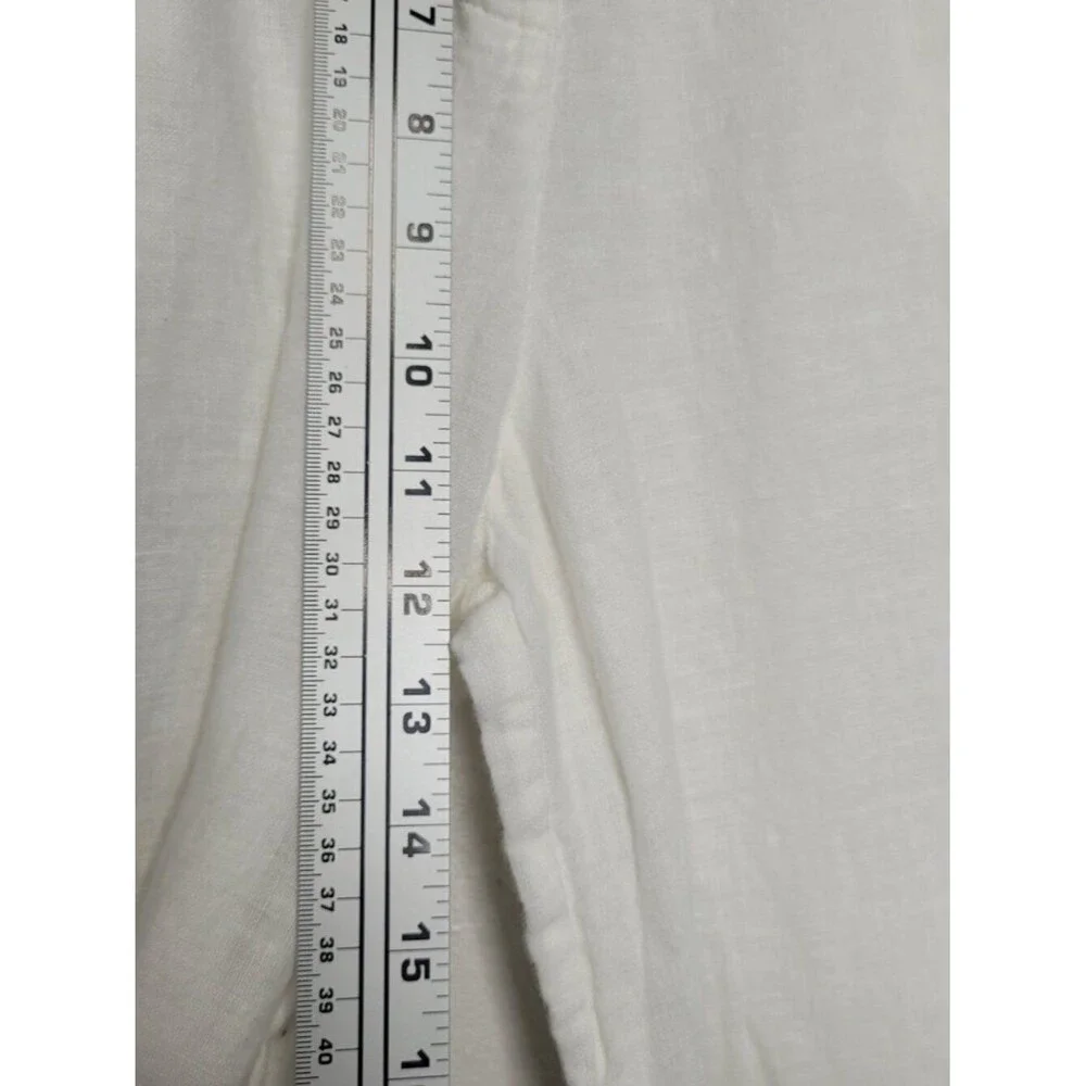 Amalfi white linen semi sheer beachy coastal pants with pockets size medium